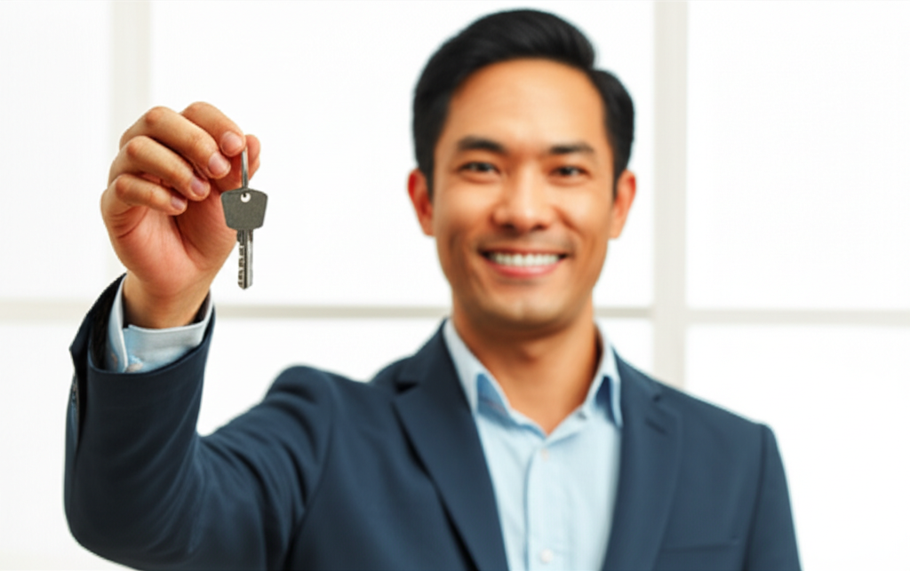 Seorang pemula yang sukses memulai investasi properti pertamanya.